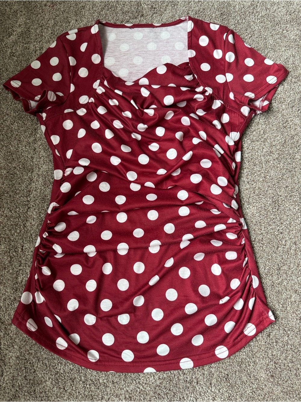 Polka Dot Short Sleeve women’s Top - Red & White